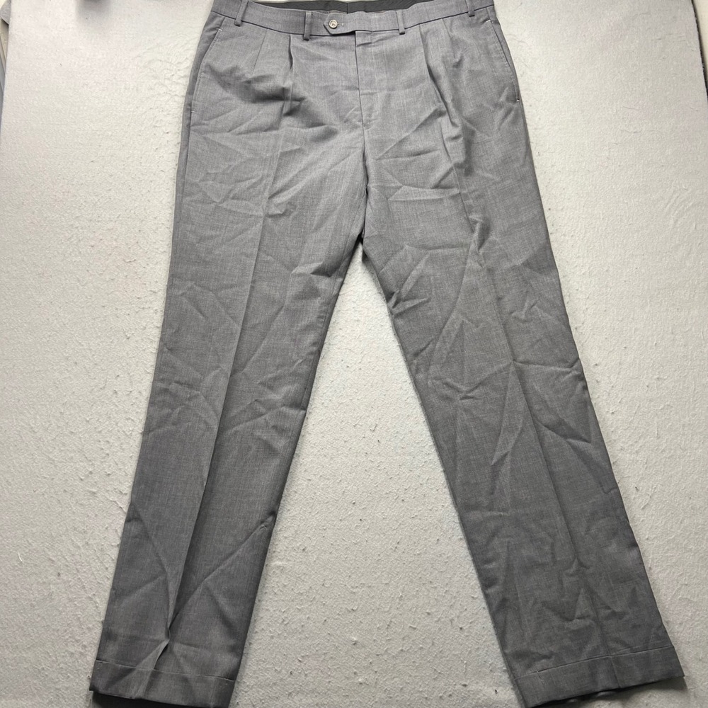 Lauren Ralph Lauren Total Comfort Mens Gray Pleated Cuffed Dress Pants 36x29
